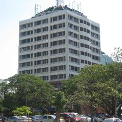 Front view of Alabang Business Tower as seen from Trade Avenue cor. Industry St. The parking at the corner of Acacia Ave. and Trade Ave. is also visible in this picture.