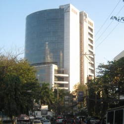 DPC Place as seen while standing in the middle of Chino Roces Ave. in front of Makati Hope Christian School.
